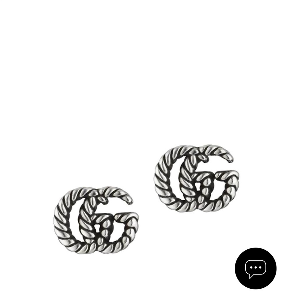 Authentic Gucci Aged Stirling Silver motif GG earrings.